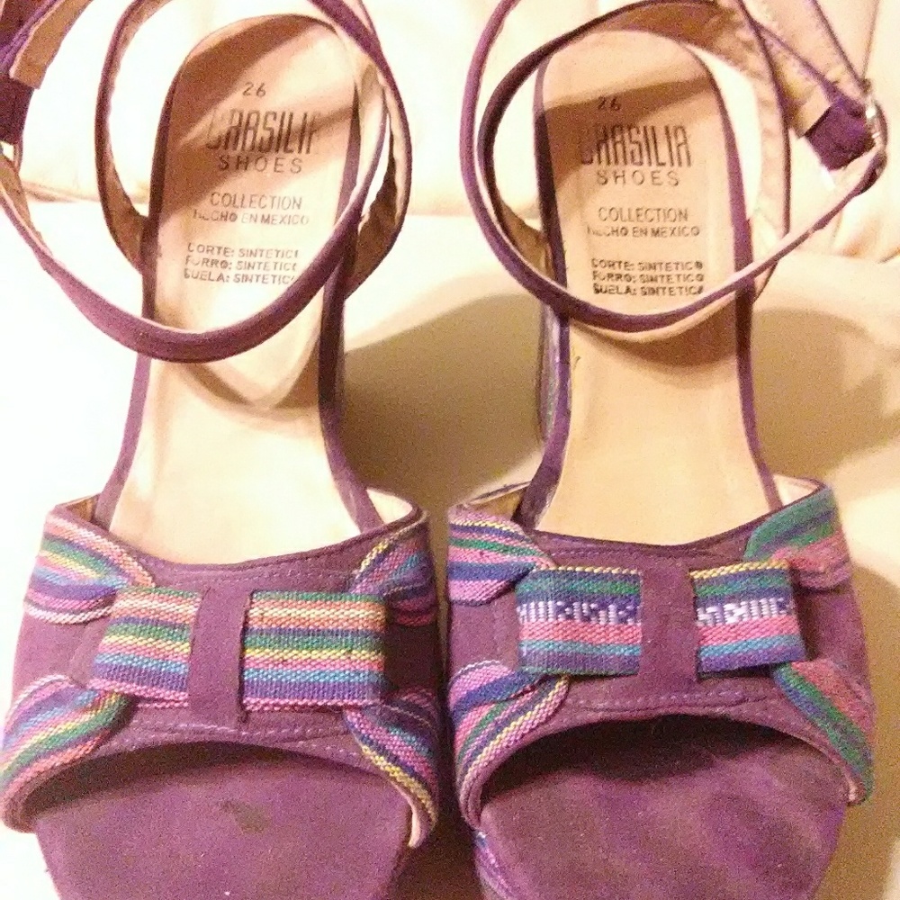 2/$25  👡💜🌈 Multicolored purple wedges